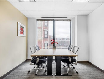 Conference room with window at One Mifflin Place in Harvard Square in Cambridge