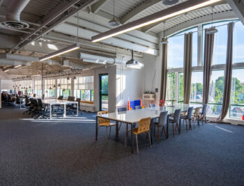 Open concept office space at 212 Elm Street in Davis Square in Somerville, MA.