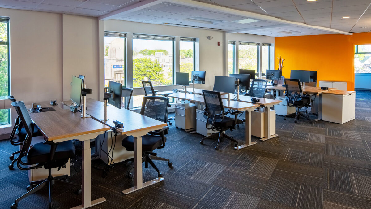 Shared office space at 212 Elm Street in Davis Square in Somerville, MA.