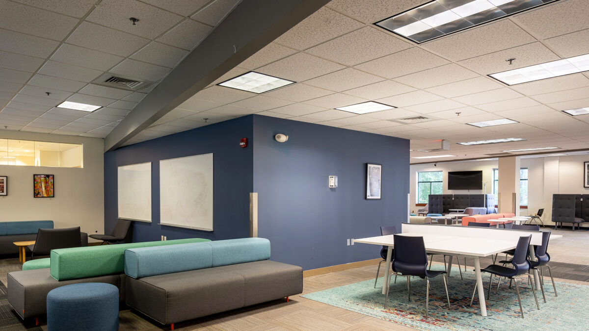 Open concept office space at 212 Elm Street in Davis Square in Somerville, MA.