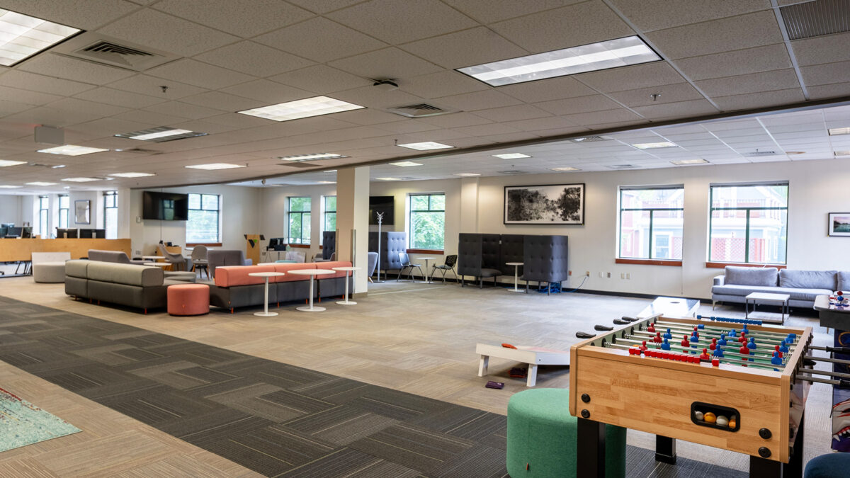 Open concept office space at 212 Elm Street in Davis Square in Somerville, MA.