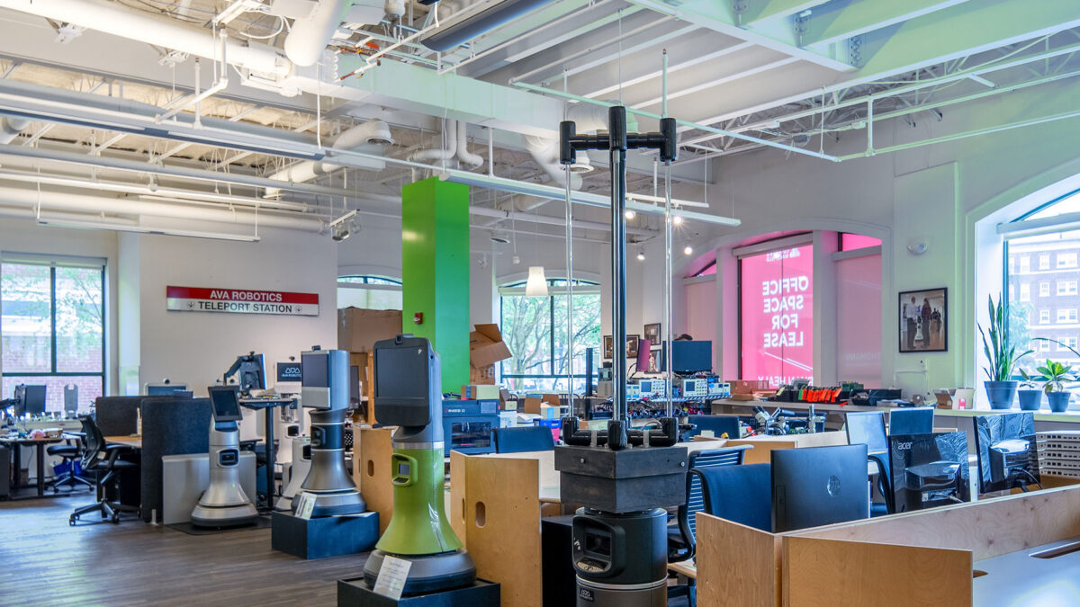 Open work space for Robotics company at 212 Elm Street in Davis Square in Somerville, MA.