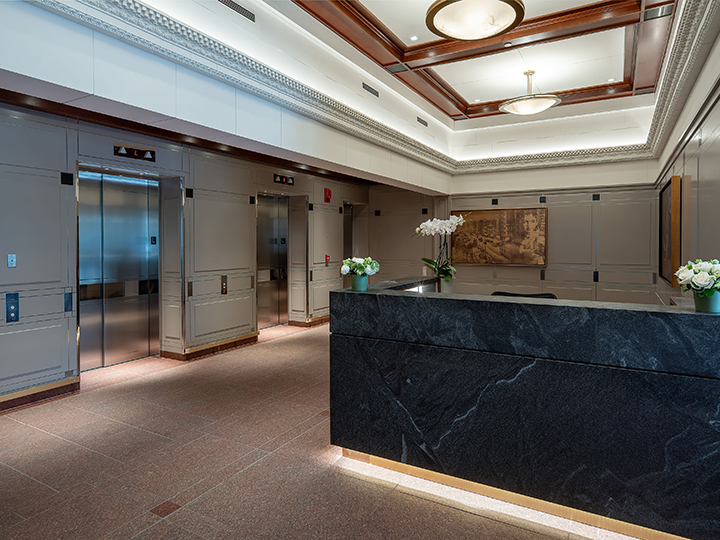 Lobby of the 745 Boylston St. Office Building in Back Bay Boston