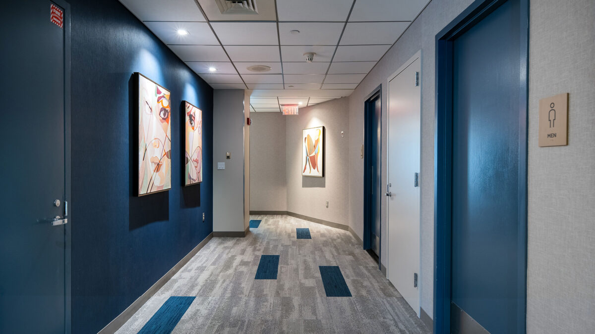 Hallway at 745 Boylston Street in Boston's Back Bay.