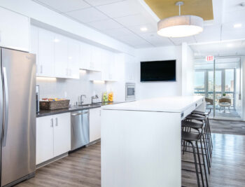 Kitchen with a view on the 7th floor of 745 Boylston Street in Boston's Back Bay.