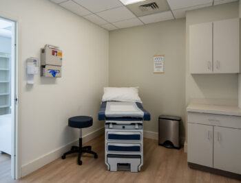 Medical exam room at doctor's office in 745 Boylston Street in Boston's Back Bay.