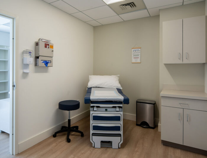 Medical exam room at doctor's office in 745 Boylston Street in Boston's Back Bay.