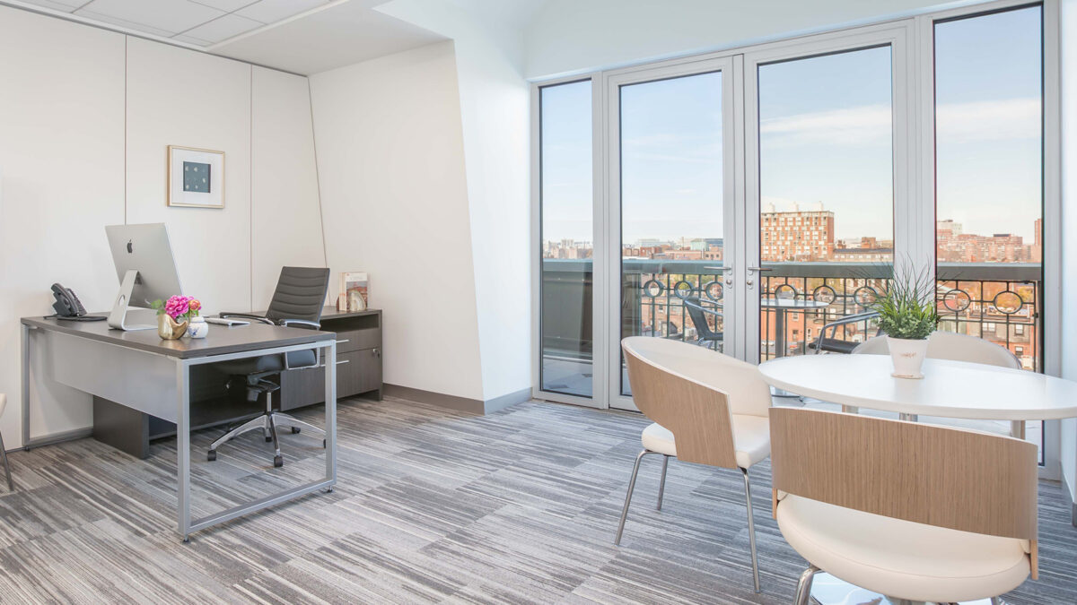 Office with a view on the 7th floor of 745 Boylston Street in Boston's Back Bay.
