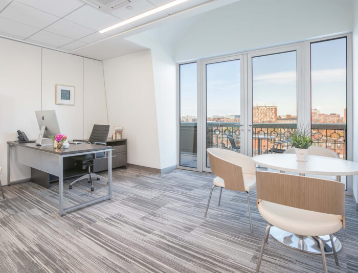 Office with a view on the 7th floor of 745 Boylston Street in Boston's Back Bay.