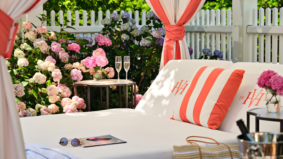The cabanas at the pool at Harbor View Hotel on Martha's Vineyard.