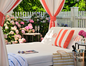 The cabanas at the pool at Harbor View Hotel on Martha's Vineyard.
