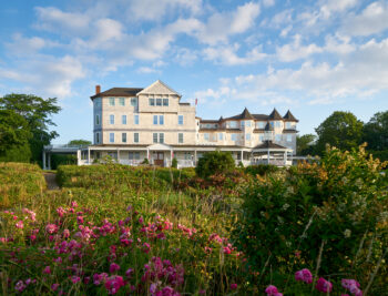 View from the front of Harbor View Hotel from the beautiful flowers across the street.