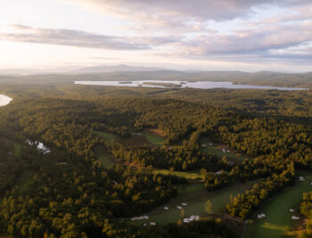 Aerial view looking over the golf course at Lake Winnipesaukee Golf Club.