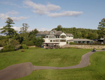 Aerial view of the clubhouse at Lake Winnipesaukee Golf Club.
