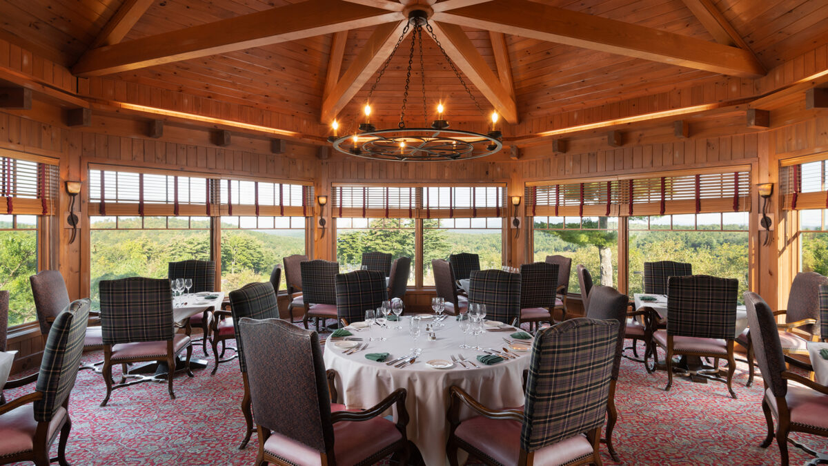 Main dining room in the clubhouse at Lake Winnipesaukee Golf Club.