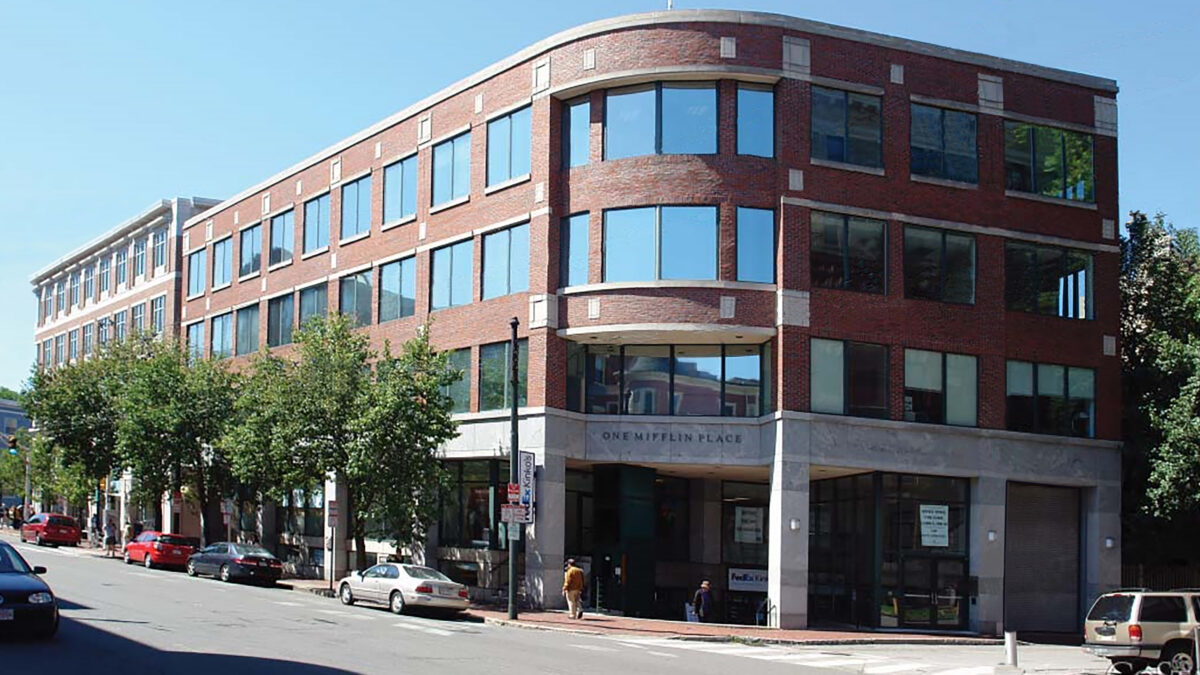 Front of One Mifflin Place in Harvard Square in Cambridge, MA