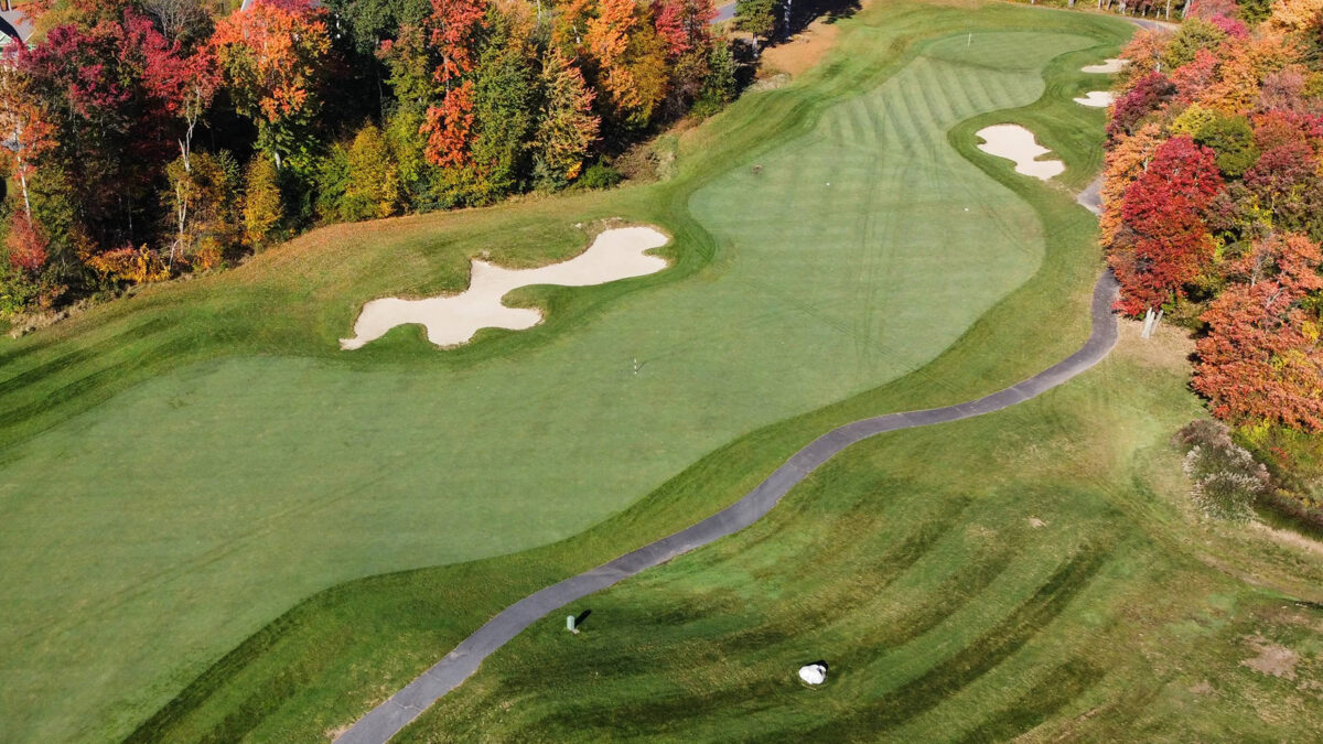 Aerial of the golf course at The Ranch Club in Southwick, MA.