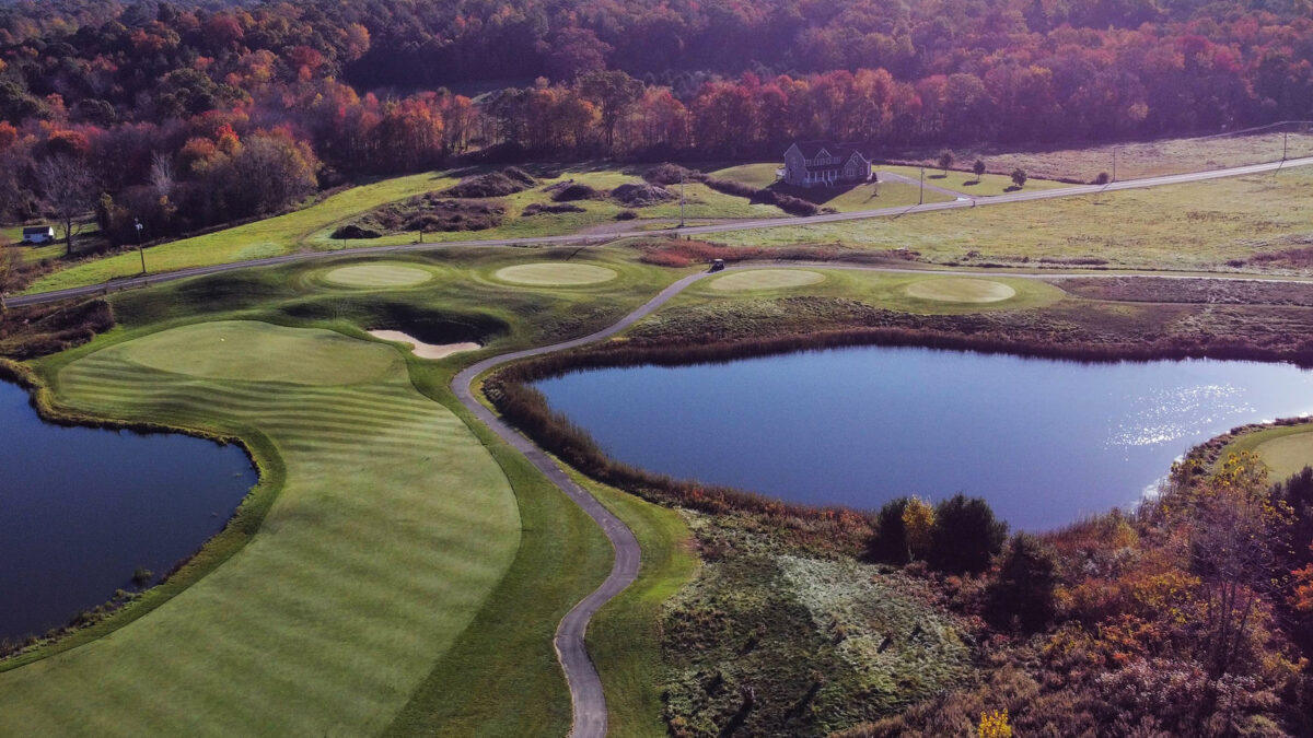 Aerial of the golf course at The Ranch Club in Southwick, MA.