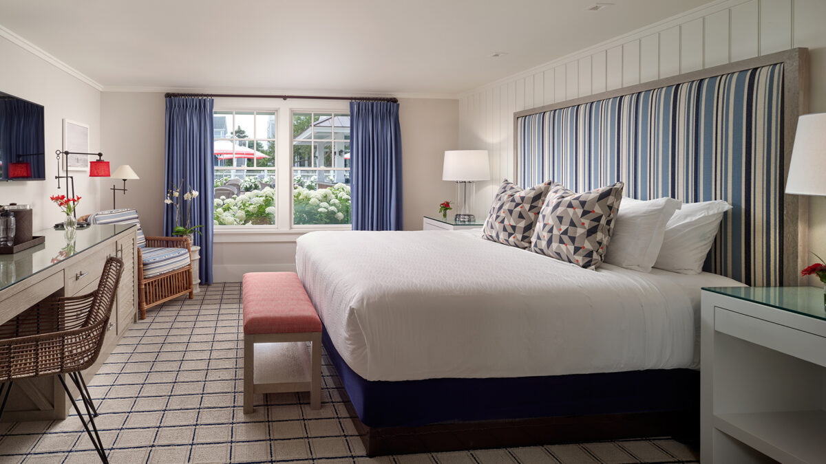A hotel room in The Roxana Building at Harbor View Hotel on Martha's Vineyard.