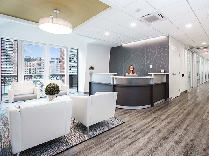Lobby of 8th floor at 745 Boylston Street in Back Bay, Boston.